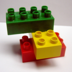 A picture of three Duplo blocks.
