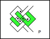 The letter 'p' in Sylvia Sotomayor's Ceremonial Interlace Alphabet.