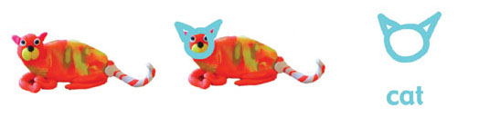 Illustration of how the Tapissary glyph for 'cat' came to be.